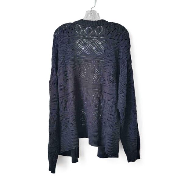 NEW Time And Tru Black Pointelle Open Front Cardigan Womens Plus Size XXXL - Picture 8 of 8